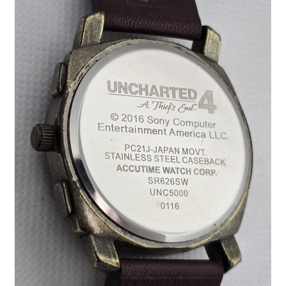 Men's Sony Uncharted 4 A Thief End Round World Map Dial Brown Leather Watch 07 - Picture 9 of 9